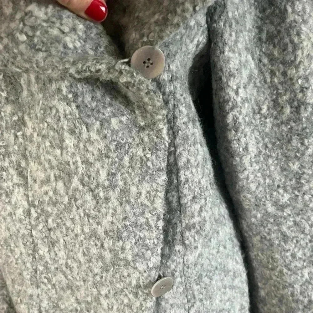 ZAC POSEN Wool Gray Open Blanket Cape Coat Pockets Minimalist Timeless Capsule|S - Picture 6 of 14